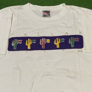 Vintage 90s Dallas Texas Souvenir GiftShop T-Shirt Southwestern Cactus Large
